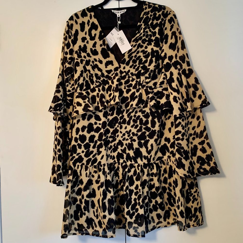 NEW WITH TAGS Neon Rose Cheetah Print Dress, Size Medium (M)